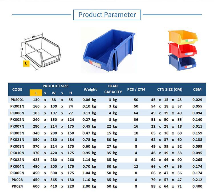 plastic bins for nails & screws